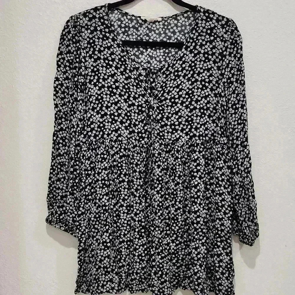 L A. HEARTS Long Sleeves Tunic Baby Doll Blouse Size M